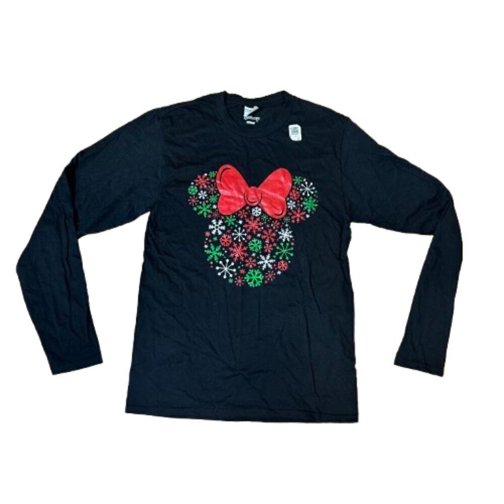 New NWT DISNEY Minnie Mouse Christmas Holiday Long Sleeve T Shirt Top Size Small